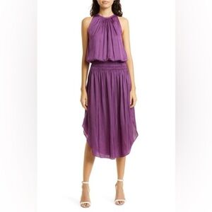 RAMY BROOK Audrey Sleeveless Halter Drop Waist Midi Dress Purple size XS